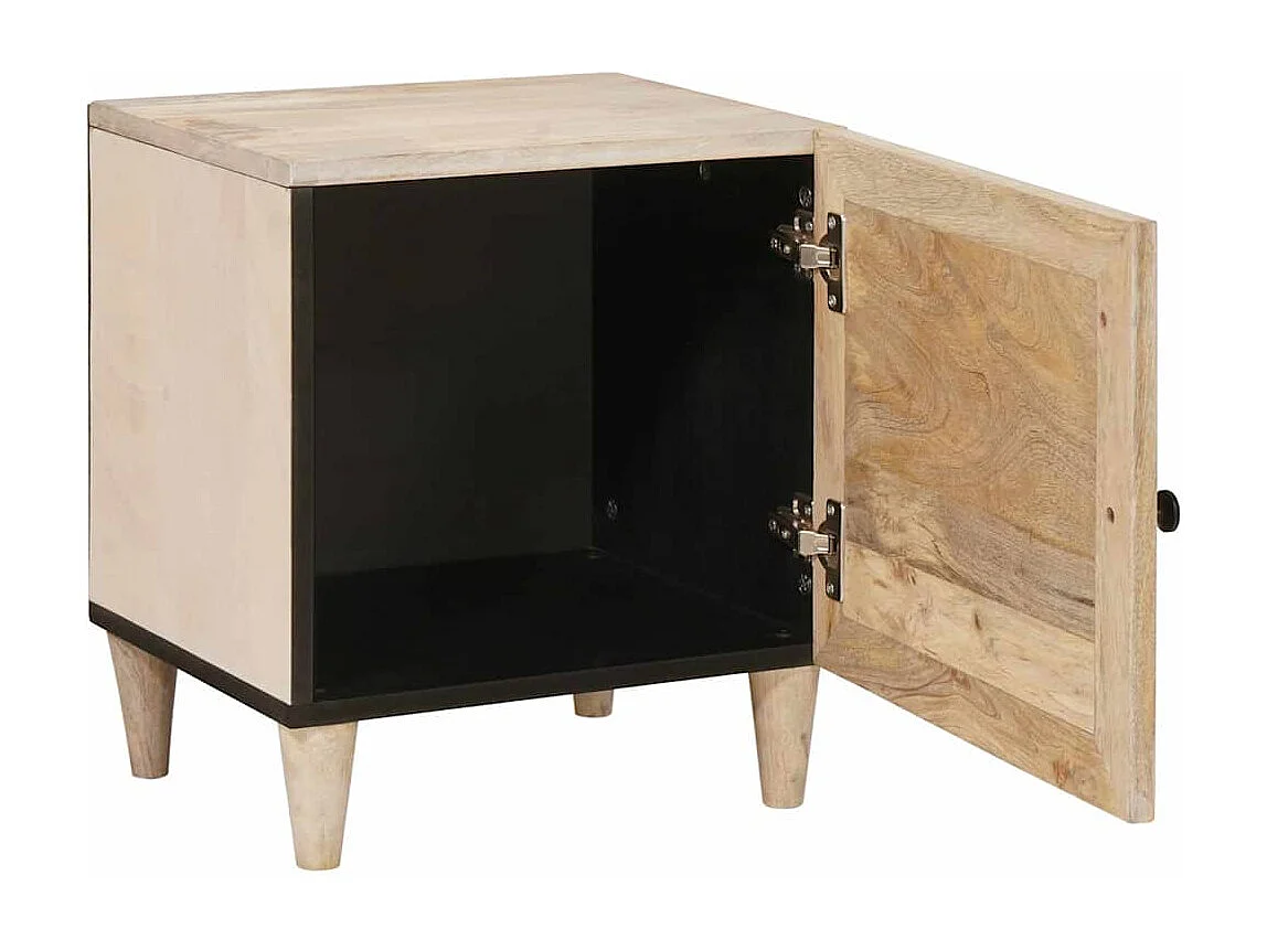 Beige nachtkastje 40 x 33 x 46 cm massief mangohout