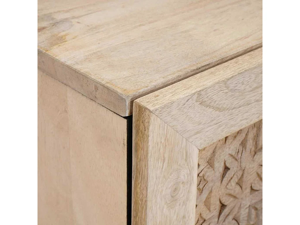 Beige nachtkastje 40 x 33 x 46 cm massief mangohout