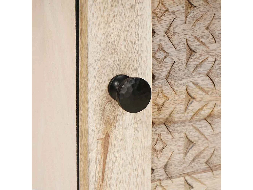 Beige nachtkastje 40 x 33 x 46 cm massief mangohout