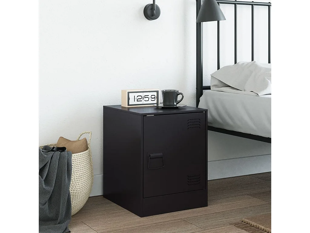 Comodino nero 34,5x39x44 cm in acciaio