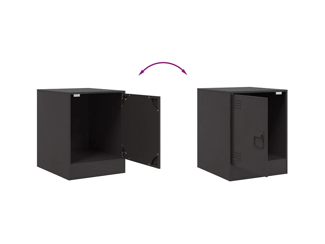 Table de chevet noir 34,5x39x44 cm acier