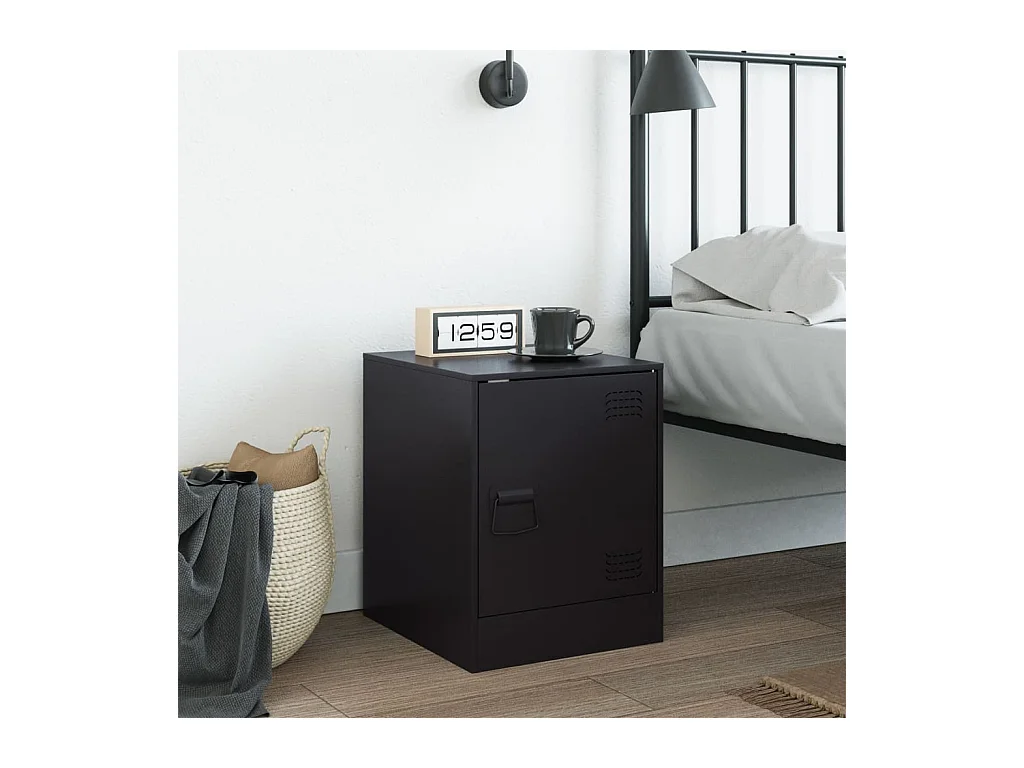 Table de chevet noir 34,5x39x44 cm acier