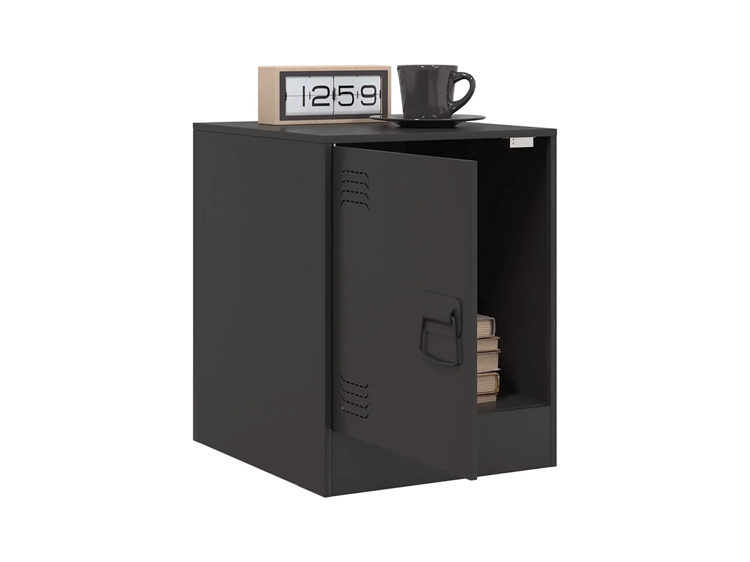 Table de chevet noir 34,5x39x44 cm acier