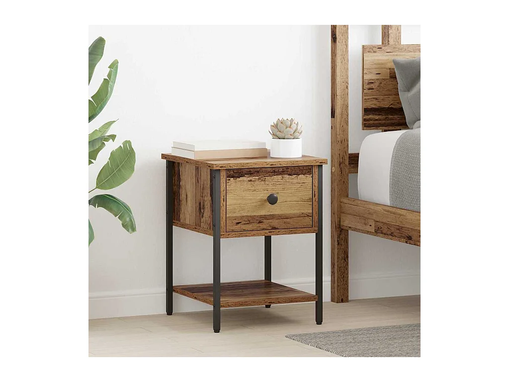 Mobile letto 2 pezzi, legno antico, 40 x 39 x 40 cm