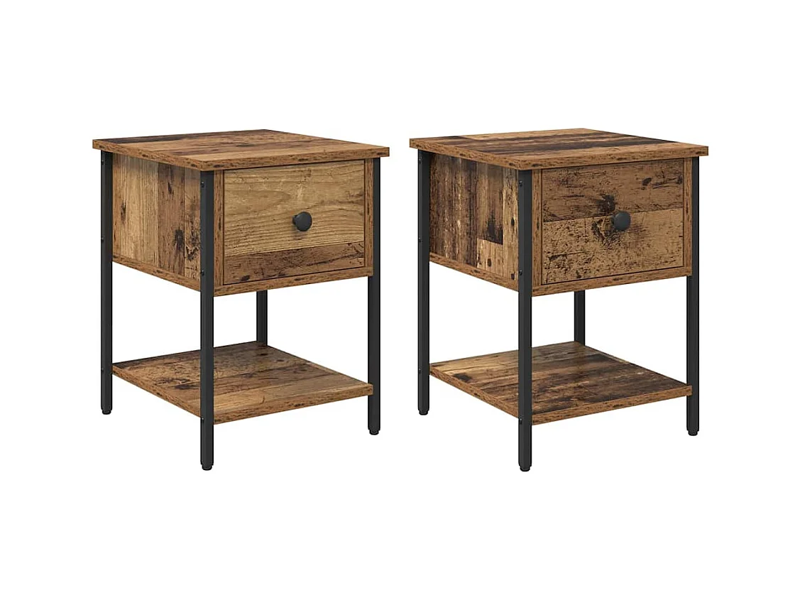 Mobile letto 2 pezzi, legno antico, 40 x 39 x 40 cm