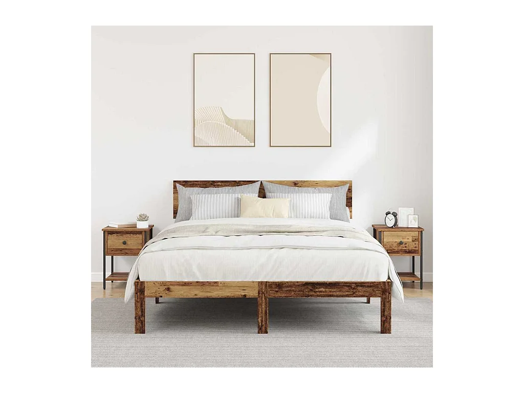 Mobile letto 2 pezzi, legno antico, 40 x 39 x 40 cm
