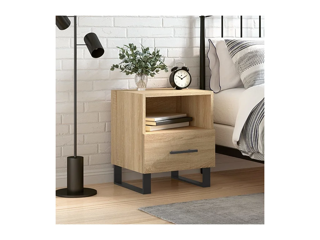 Comodino in rovere Sonoma 40x35x47,5 cm in legno ingegnerizzato