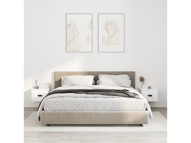 Comodini da parete 2 pz bianchi 41,5x36x28 cm