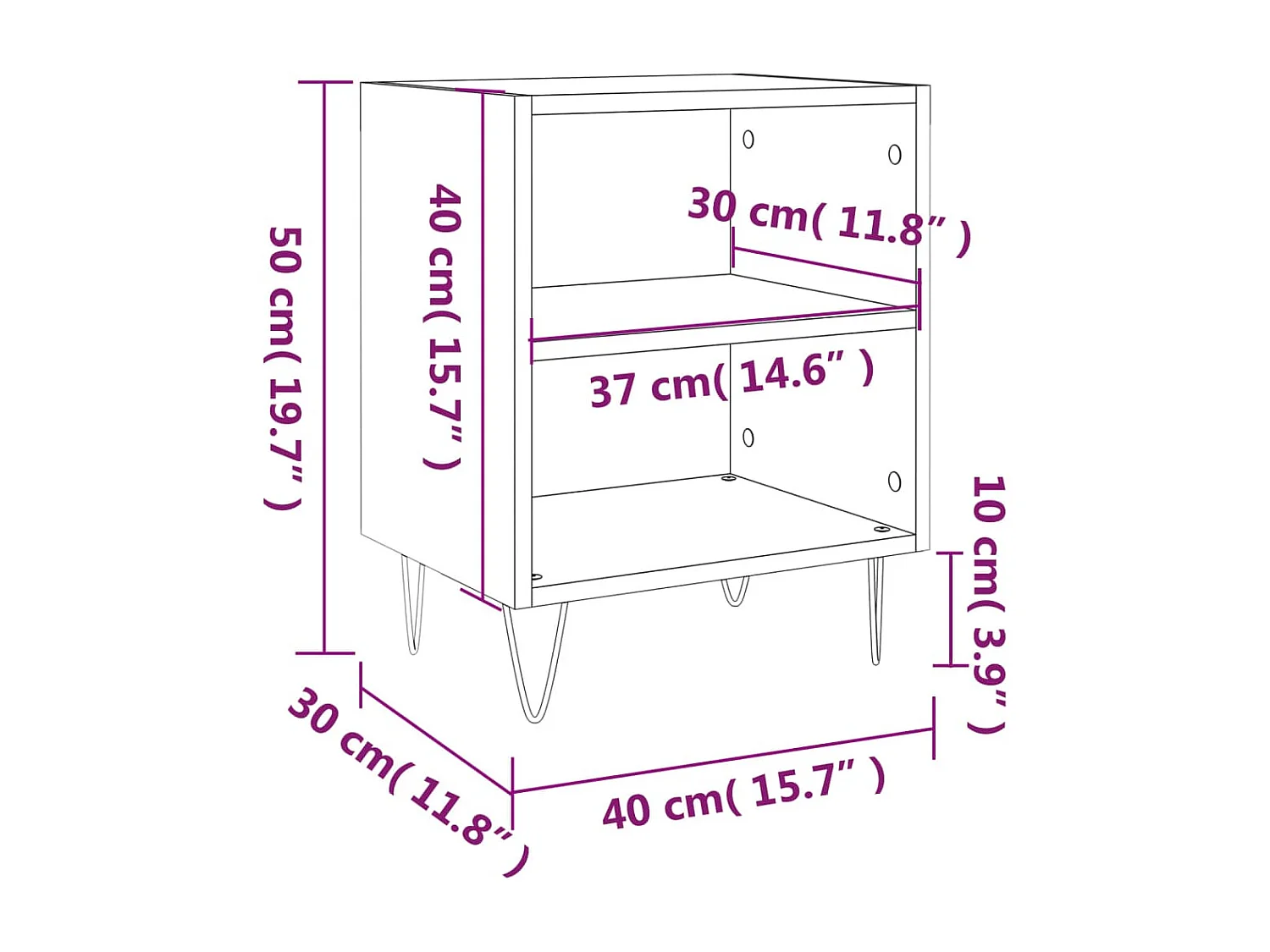 Mesitas de noche 2 piezas blancas 40x30x50 cm madera de ingeniería