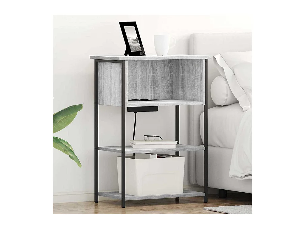 Sonoma Grey Nachtkastje 55 x 31 x 76 cm Bewerkt hout