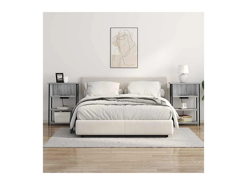 Sonoma Grey Nachtkastje 55 x 31 x 76 cm Bewerkt hout
