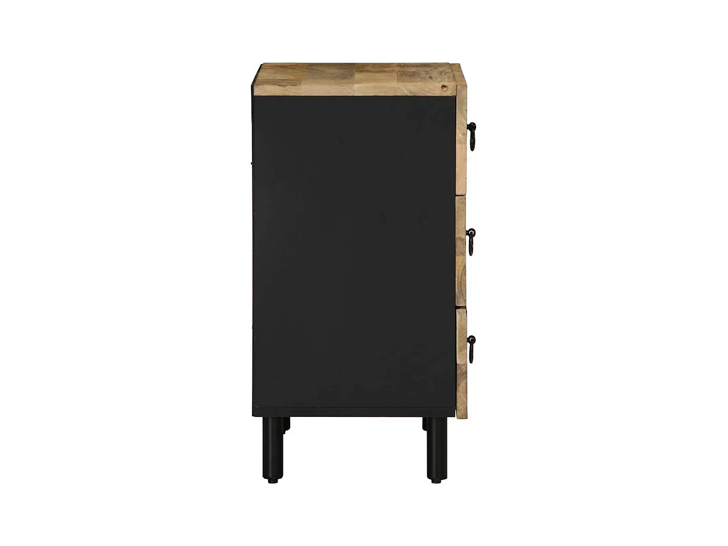 Table de chevet noir 50x33x62 cm bois de manguier massif brut
