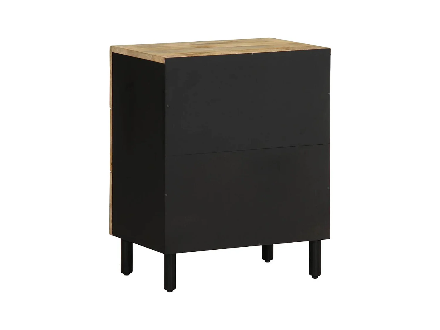 Table de chevet noir 50x33x62 cm bois de manguier massif brut