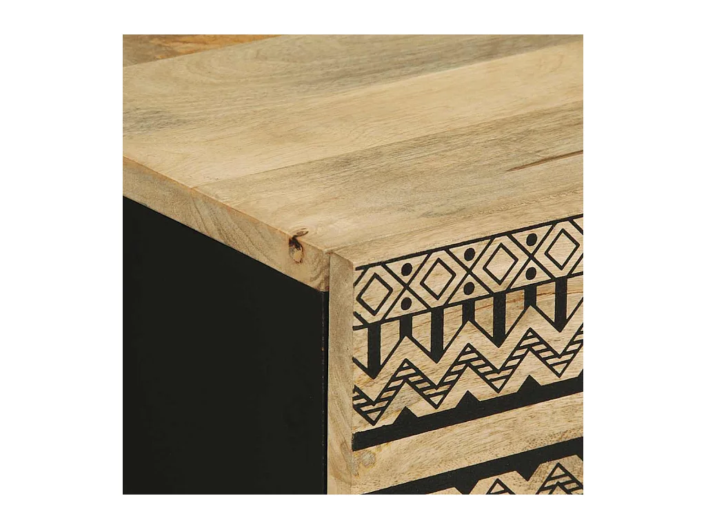 Table de chevet noir 50x33x62 cm bois de manguier massif brut