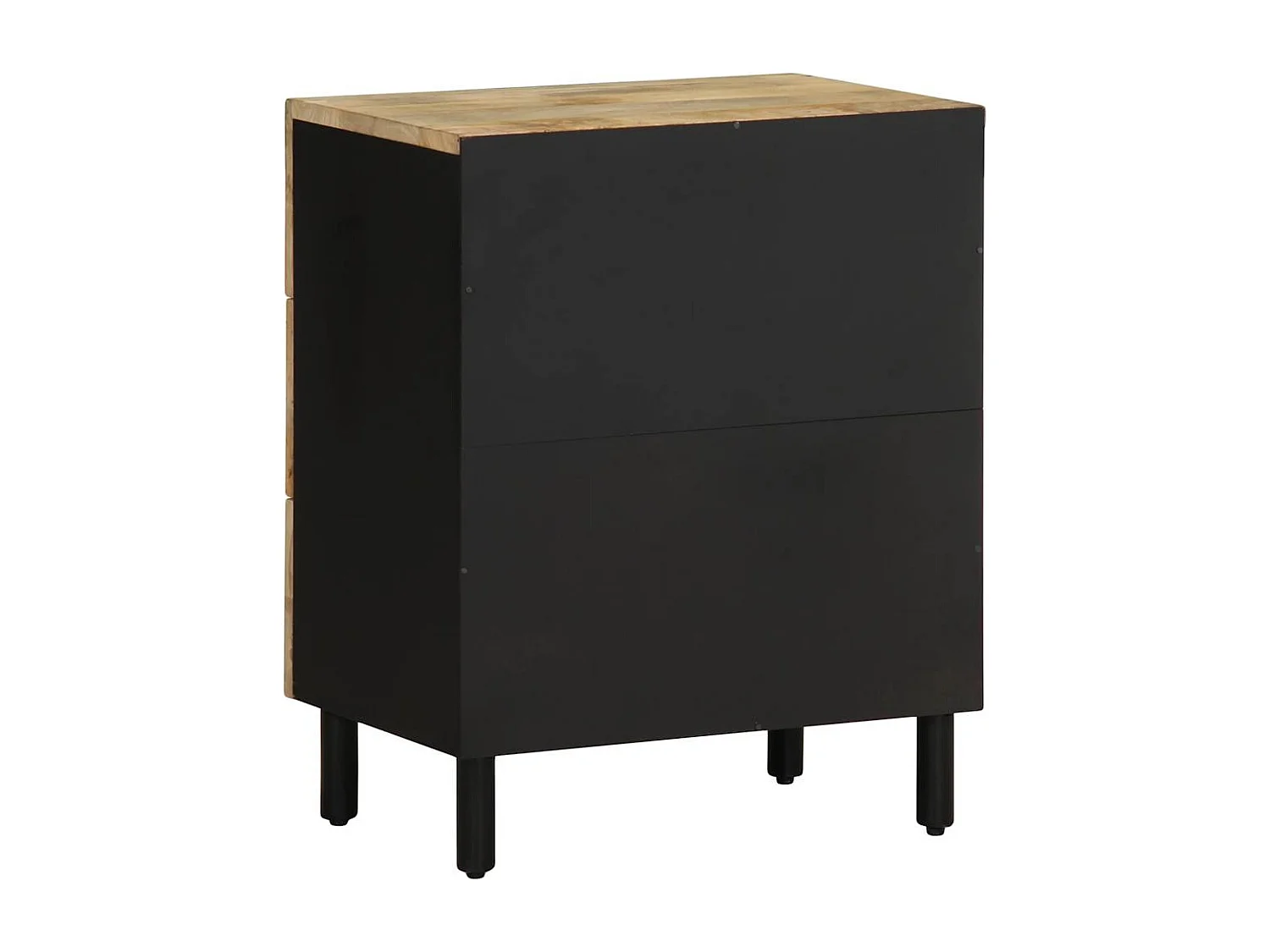 Table de chevet noir 50x33x62 cm bois de manguier massif brut
