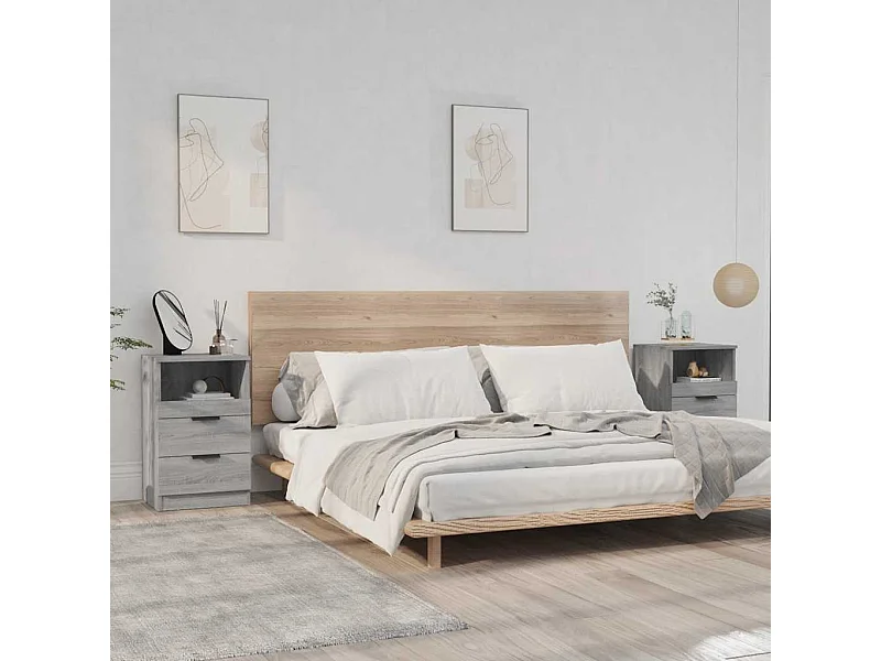 Tables de chevet 2 pcs Sonoma gris Bois d'ingénierie