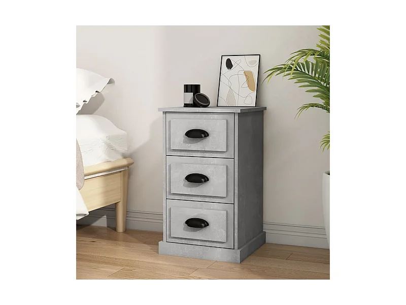 Mesita de noche de madera de ingeniería gris hormigón 39x39x67 cm