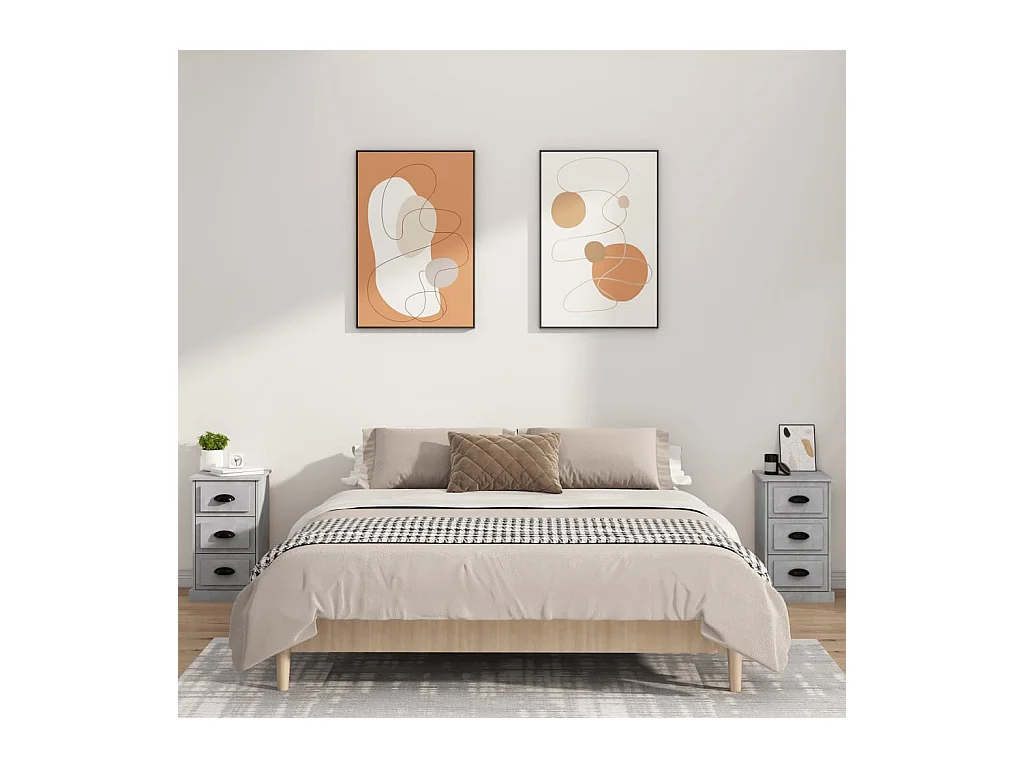 Mesita de noche de madera de ingeniería gris hormigón 39x39x67 cm