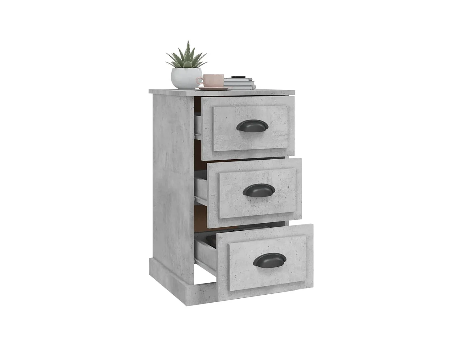 Mesita de noche de madera de ingeniería gris hormigón 39x39x67 cm