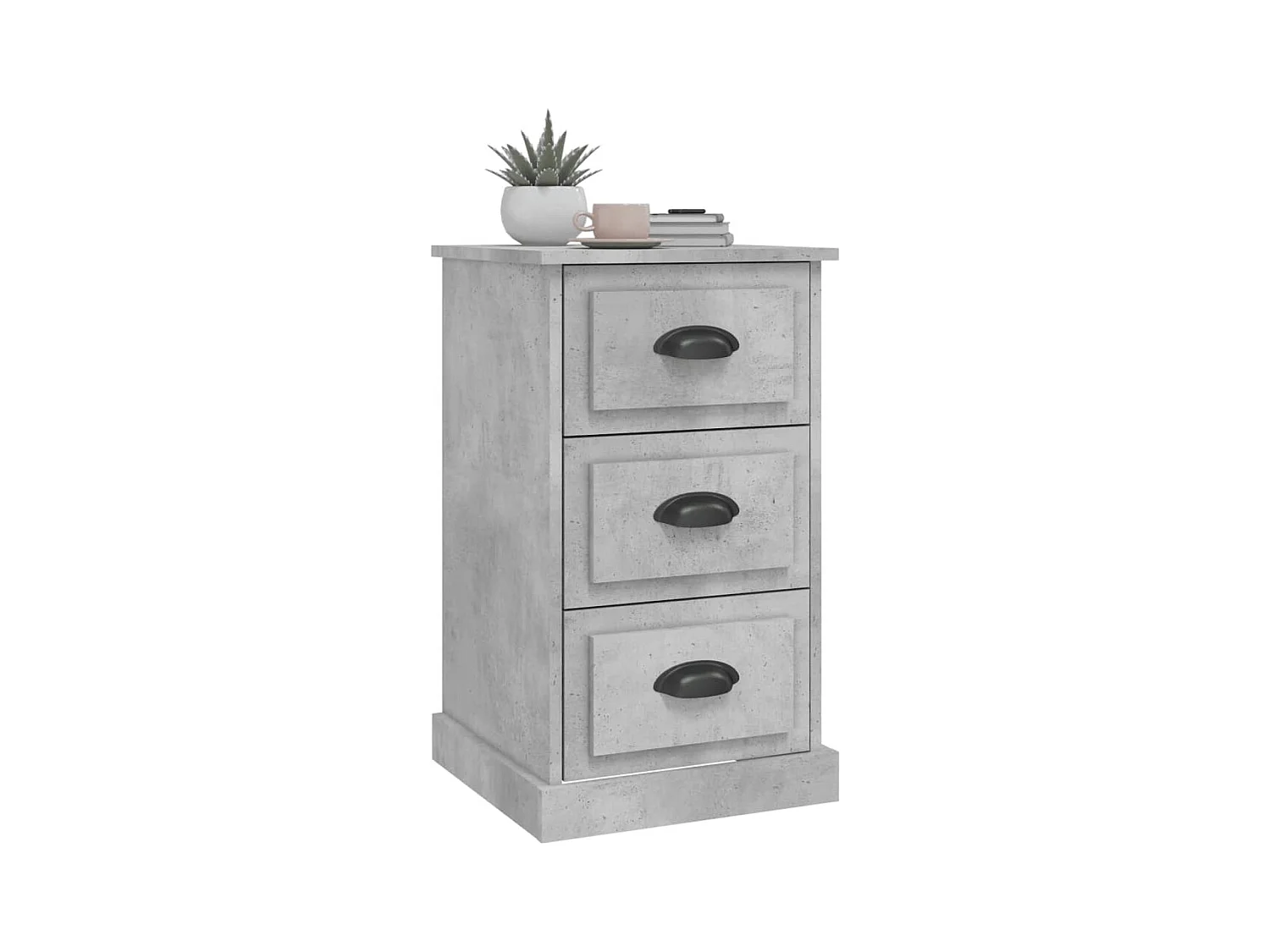 Mesita de noche de madera de ingeniería gris hormigón 39x39x67 cm