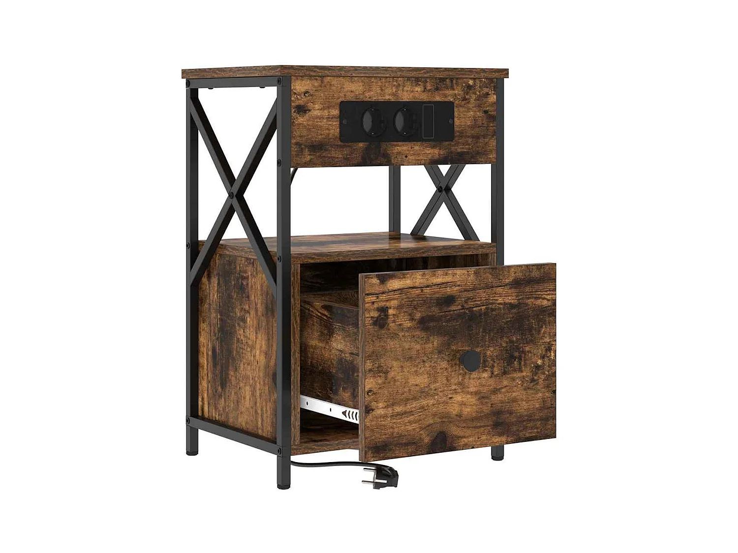 Comodino Rovere affumicato 40 x 31 x 60 cm Legno ingegnerizzato