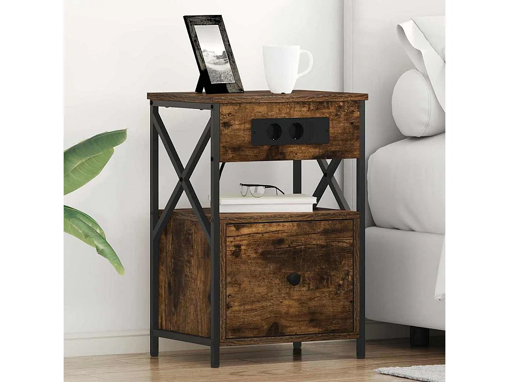 Cabinet de chevet Chêne fumé 40 x 31 x 60 cm Bois d'ingénierie