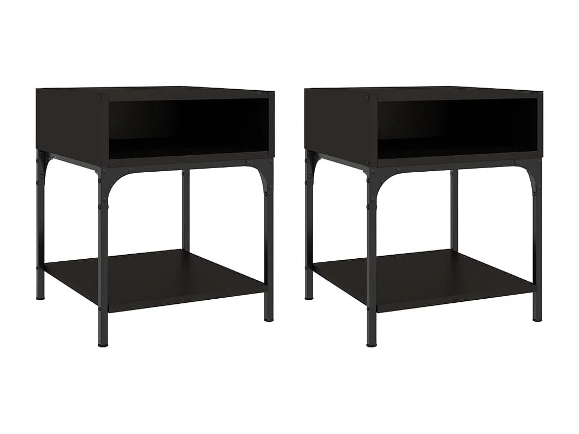 Comodini 2 pezzi neri 40x41x50 cm in legno ingegnerizzato