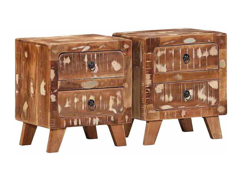 Nachtkastje 2 stuks 40x32x46 cm massief gerecycled hout