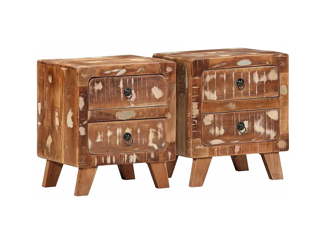 Comodino 2 pezzi 40x32x46 cm in legno massello di recupero