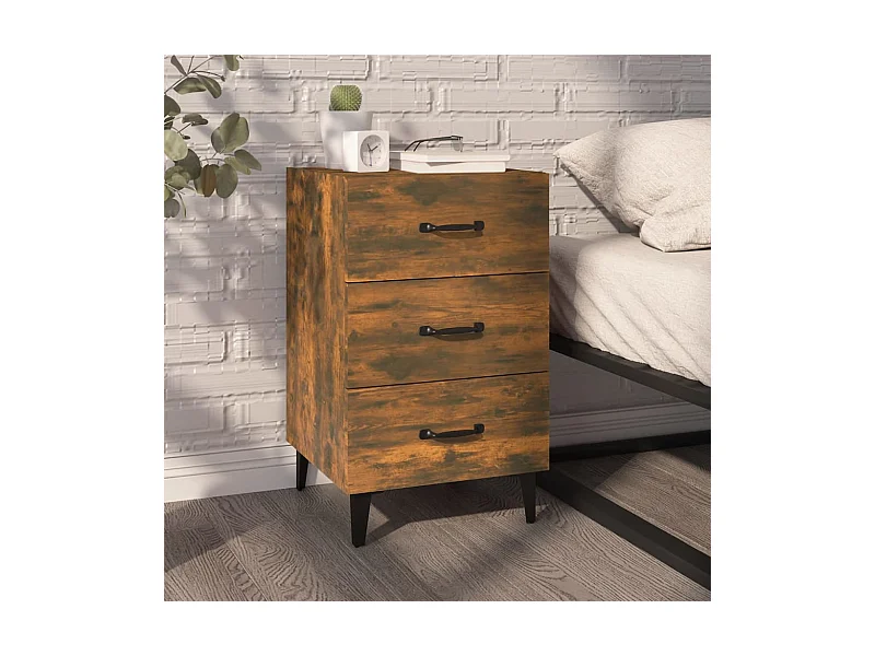 Nachtkastje van gerookt eikenhout 40x40x66 cm bewerkt hout