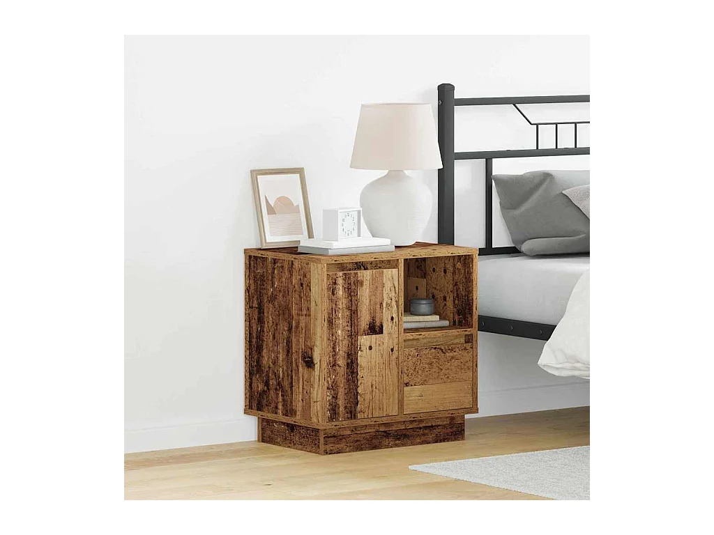 Nachtkastje met 2 stuks Antiek hout 50 x 34,5 x 50 cm.