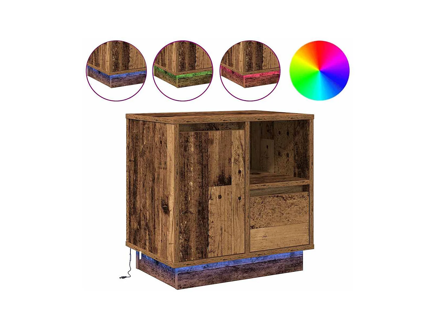 Nachtkastje met 2 stuks Antiek hout 50 x 34,5 x 50 cm.