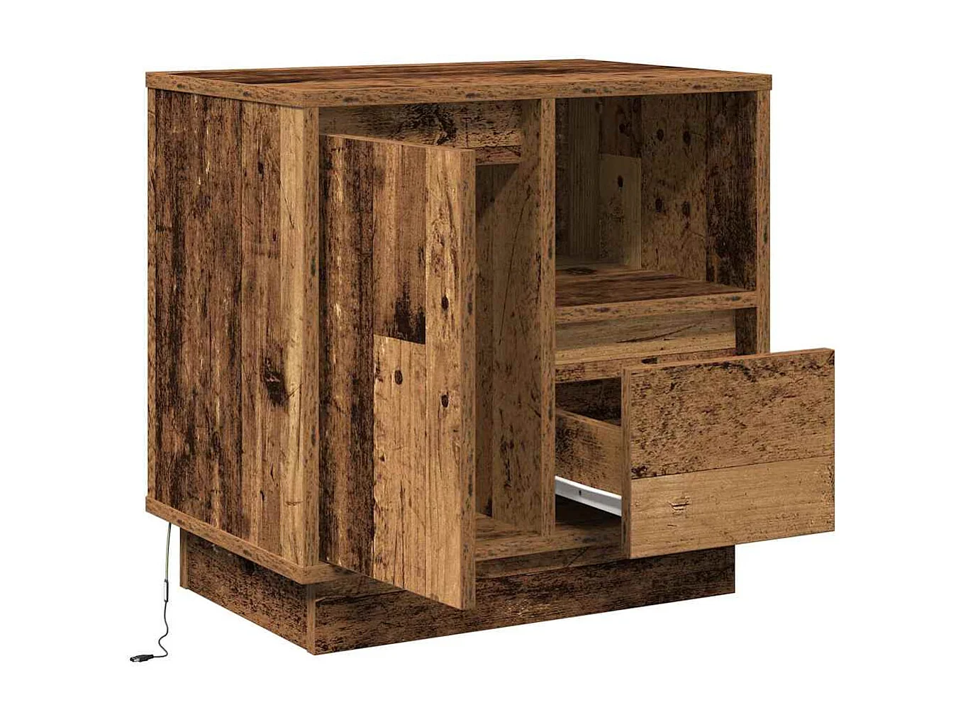 Nachtkastje met 2 stuks Antiek hout 50 x 34,5 x 50 cm.