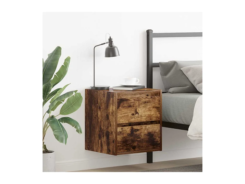 Comodini da parete 2 pz rovere affumicato 38x34x40 cm
