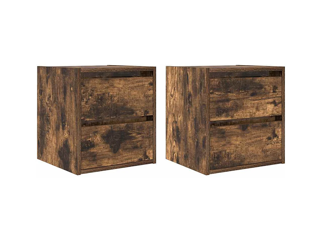 Comodini da parete 2 pz rovere affumicato 38x34x40 cm