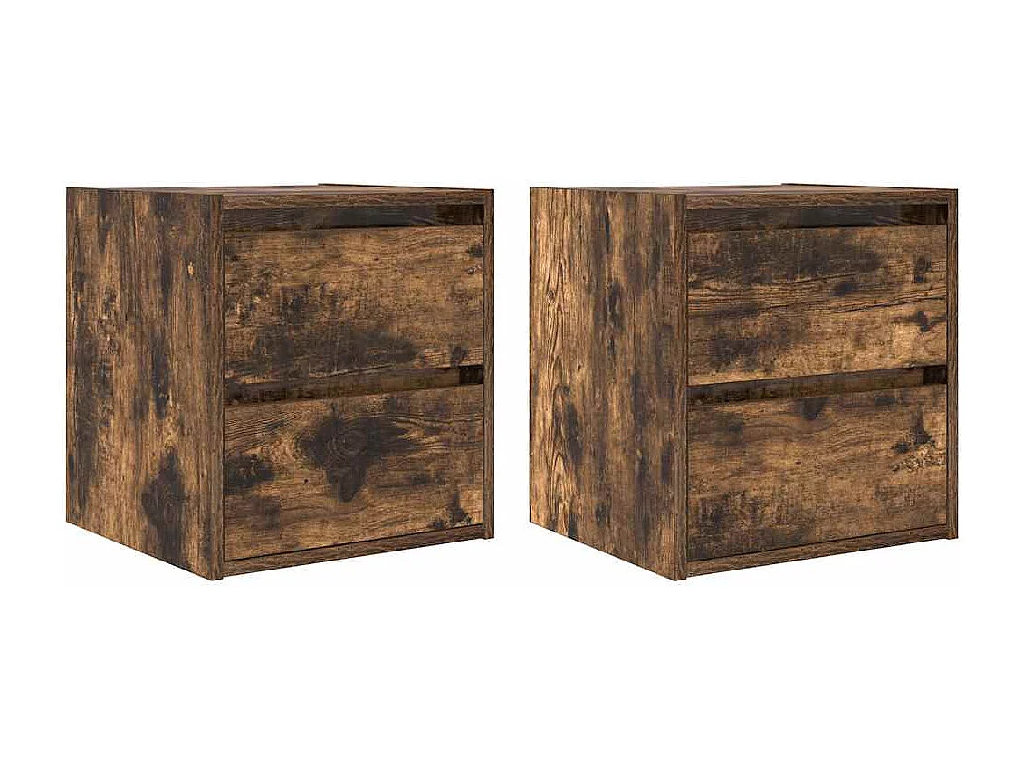Tables de chevet murales 2 pcs chêne fumé 38x34x40 cm
