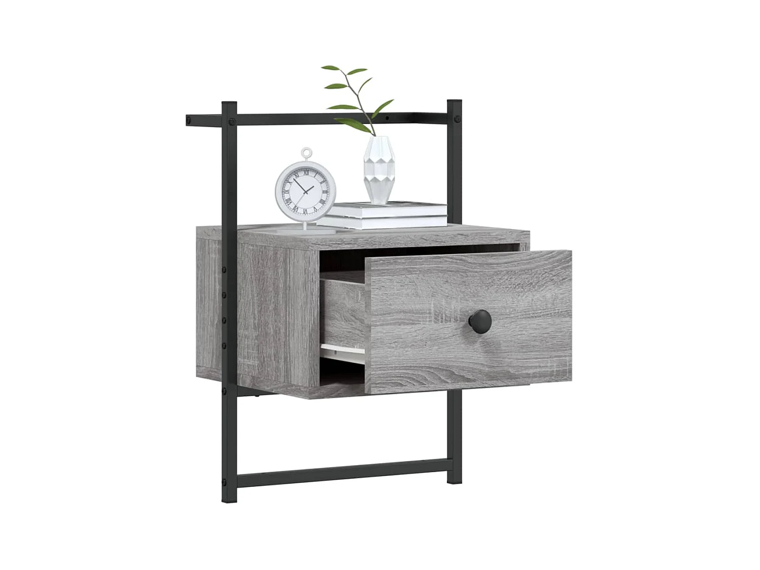 Sonoma Grey Wandgemonteerd Nachtkastje 35x30x51cm Gemaakt van Bewerkt Hout