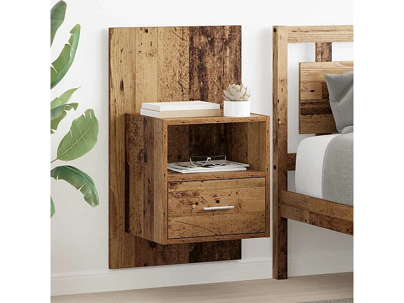 Mobile letto 2 pezzi, legno antico, 48,5 x 32,5 x 80 cm