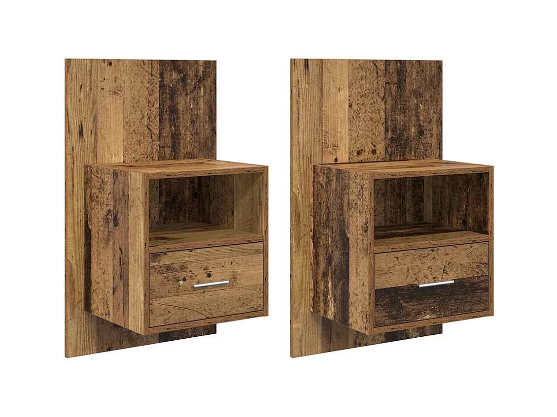 Mobile letto 2 pezzi, legno antico, 48,5 x 32,5 x 80 cm