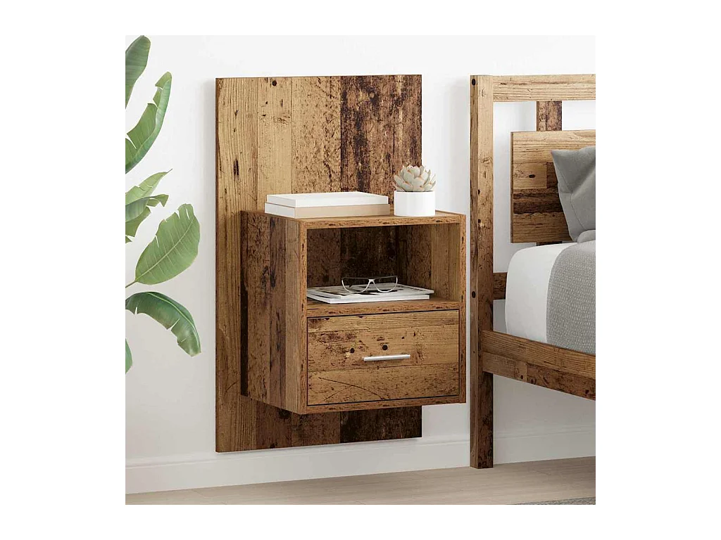 2-teiliger Bettschrank, Holz antik, 48,5 x 32,5 x 80 cm