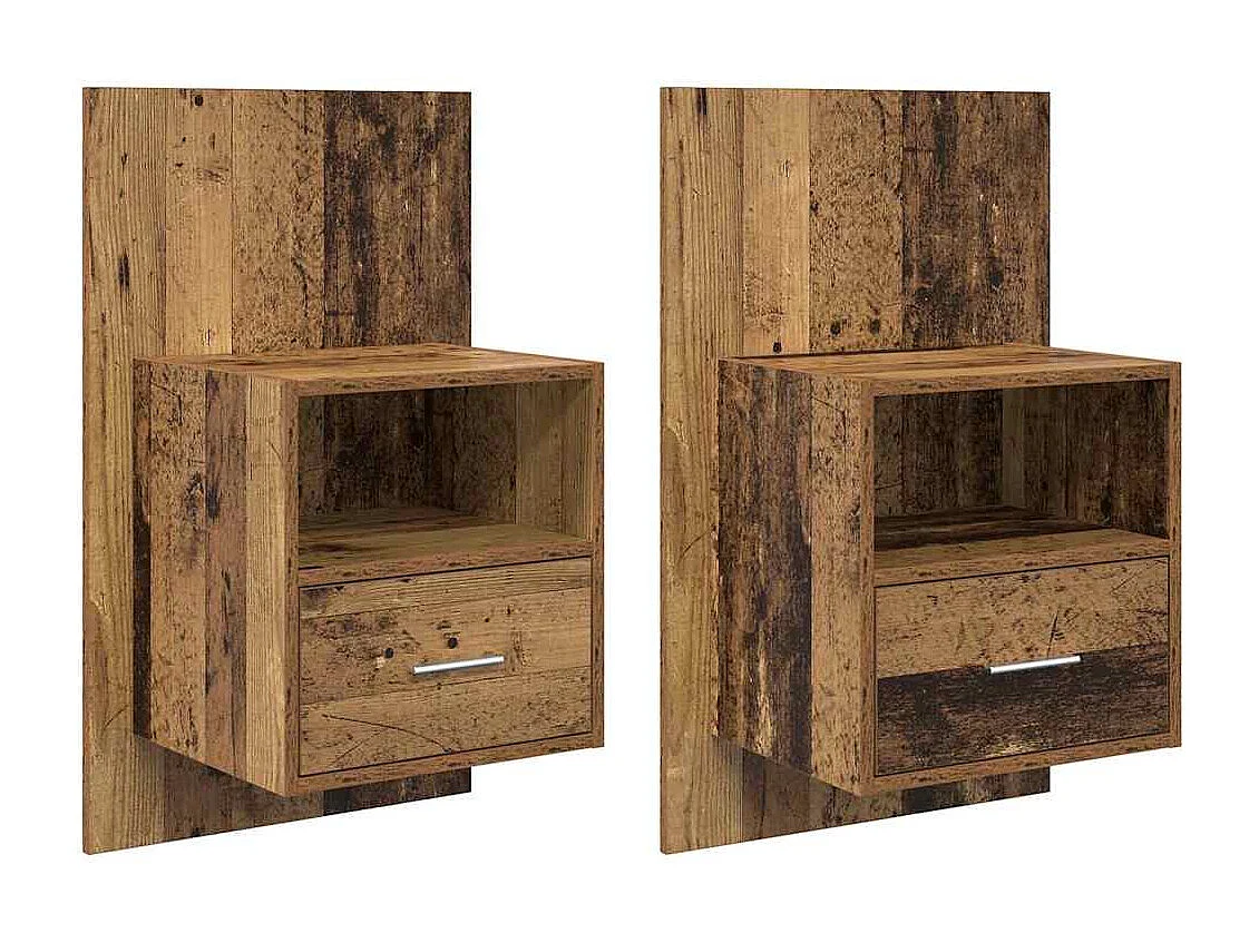 Armoire de lit 2 pcs Bois ancien 48,5 x 32,5 x 80 cm