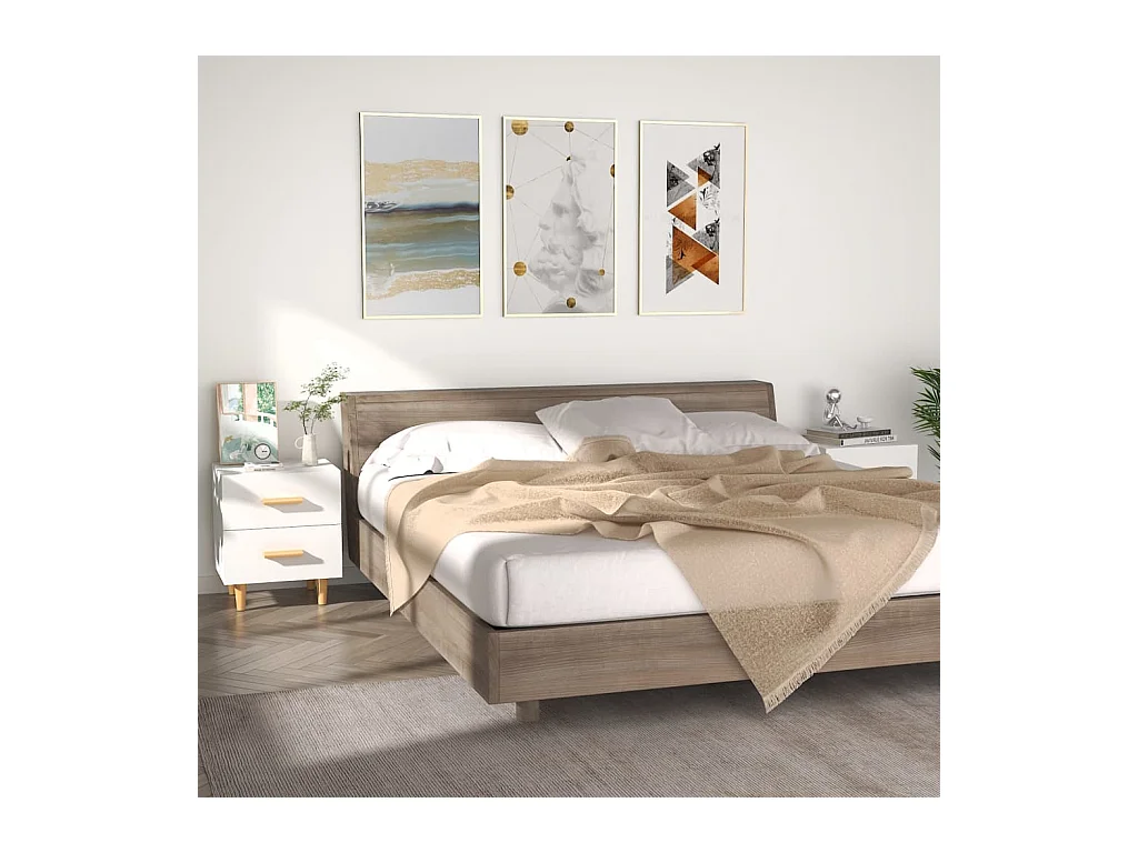 Tables de chevet 2 pcs Blanc 40x35x47,5 cm