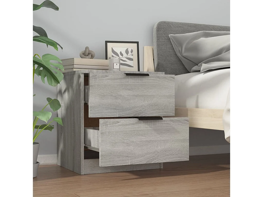 Juego de mesita de noche de 2 piezas de madera de ingeniería gris Sonoma