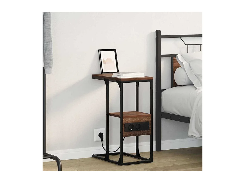 Comodino con cassetto Rovere marrone 41,5 x 26 x 60,5 cm