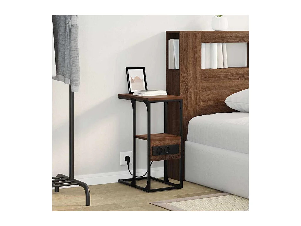 Comodino con cassetto Rovere marrone 41,5 x 26 x 60,5 cm