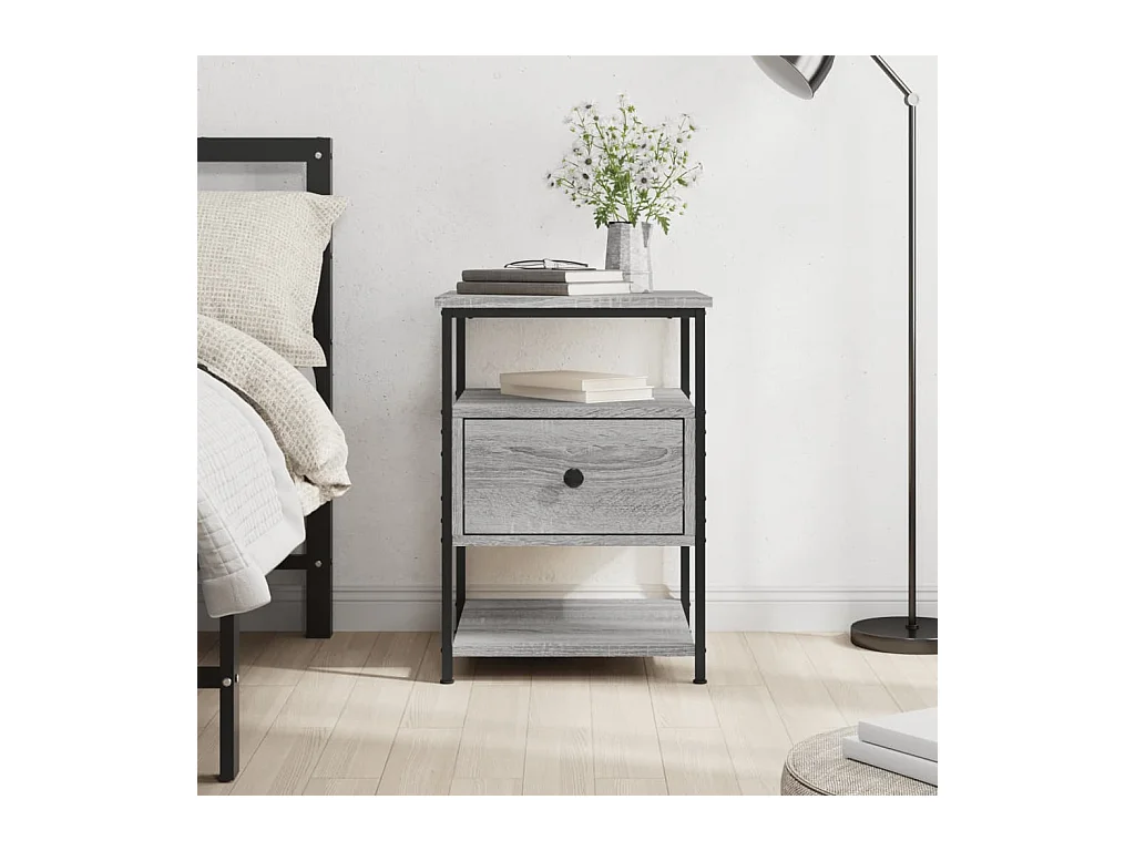 Mesita de noche Sonoma gris 40x42x56 cm Madera de ingeniería
