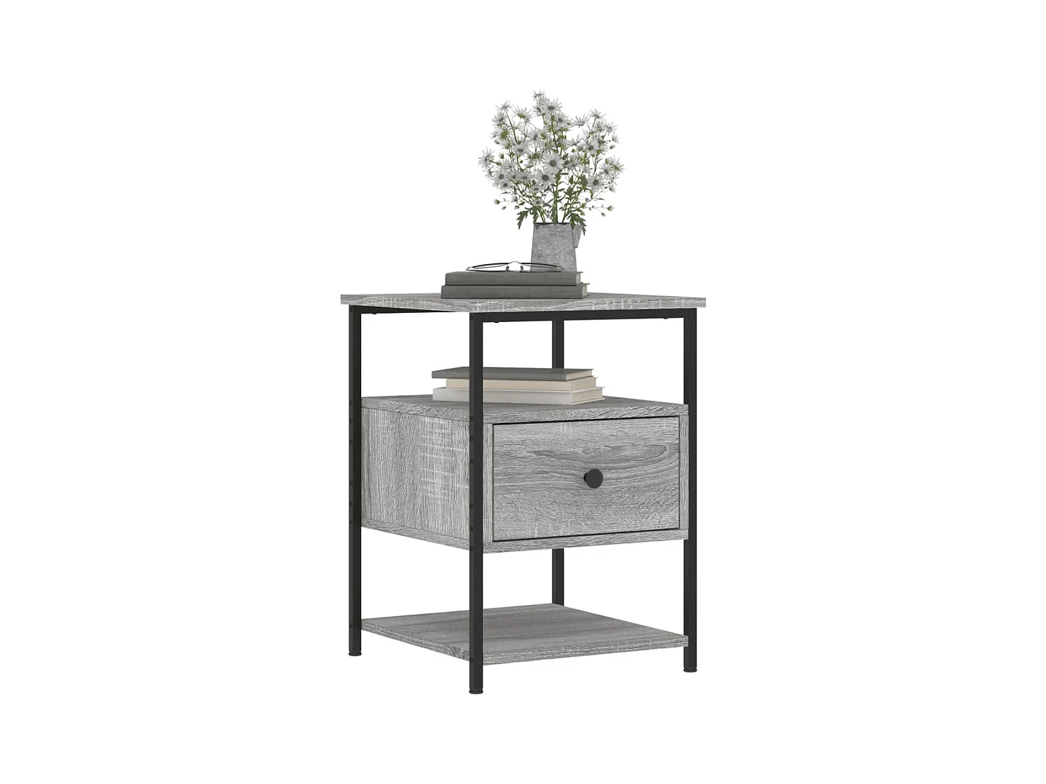 Mesita de noche Sonoma gris 40x42x56 cm Madera de ingeniería