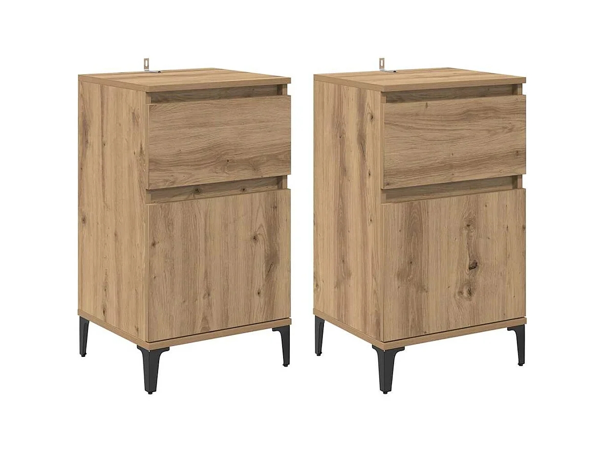 Nachtkastje 2 stuks eiken handgemaakt 40 x 35 x 70 cm