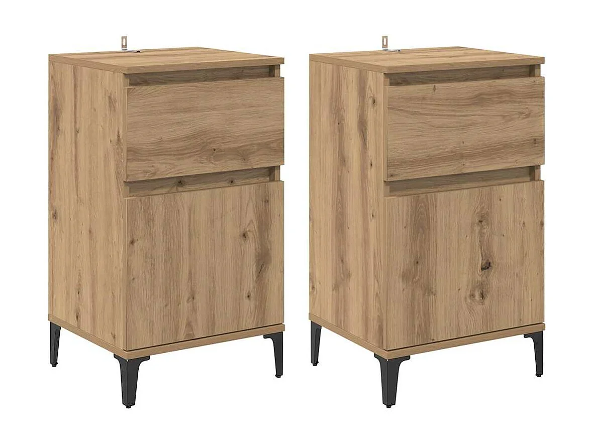 Cabinet de chevet 2 pcs chêne artisanal 40 x 35 x 70 cm