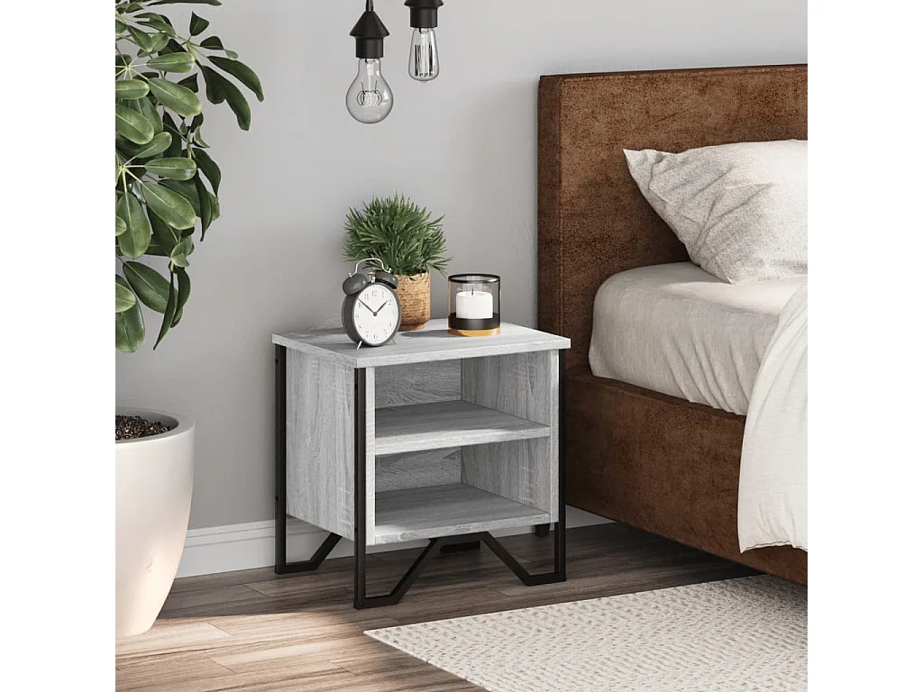 Table de chevet sonoma gris 40x30x40 cm bois d'ingénierie
